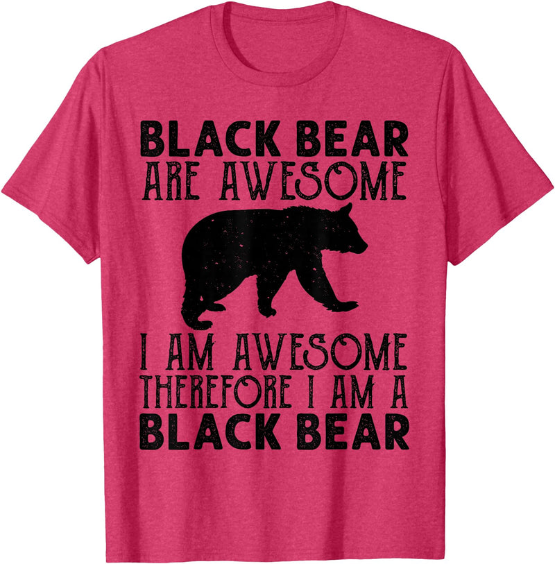 Cool American Black Bear Lovers gifts costume Black Bear Tee Funny American Bear Lover Animal T-Shirt - Red Heather