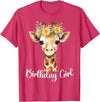 Zoo Animal Matching Birthday Girl Party Outfits Giraffe Birthday Girl Outfit for Wife Zoo Birthday Party T-Shirt - Red Heather