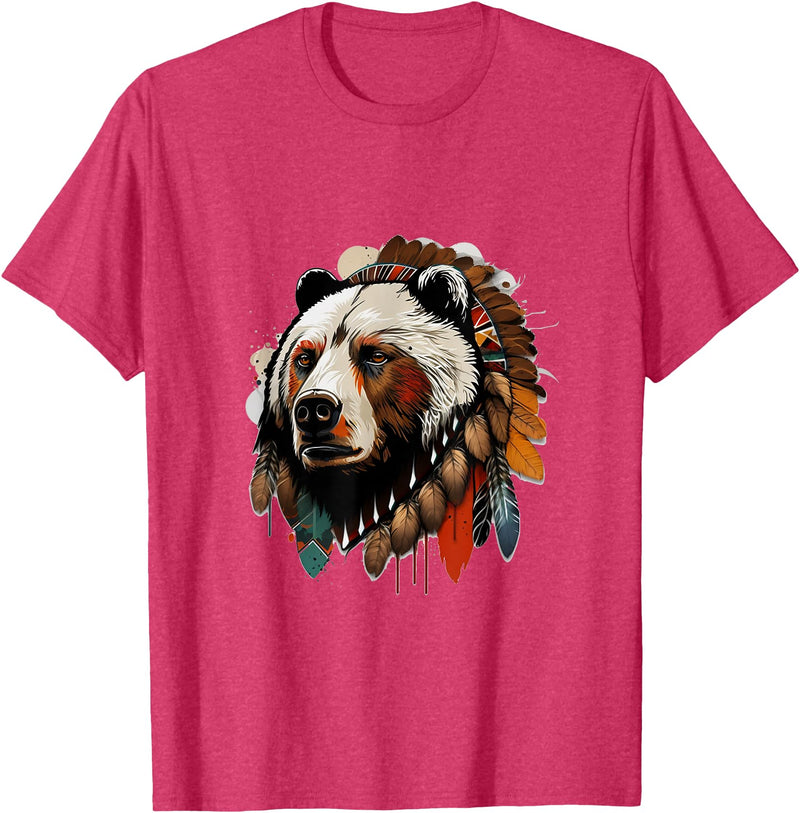 The Mountain Native Bear Spirit T-Shirt - Red Heather