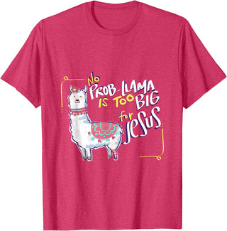 Christian and Jesus apparel - no probllama Design No Prob Llama is Too Big for Jesus Gift Idea T-Shirt - Red Heather