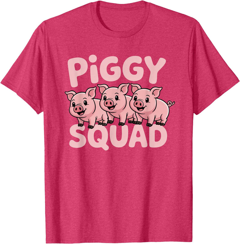 Piggy Squad - Matching Outfit Pig Lover Design T-Shirt - Red Heather