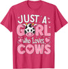Funny Cow Farm Animal Lover Cow Cute Just a Girl Who Loves Cows T-Shirt - Red Heather