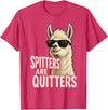 Inappropriate Funny Meme Tee Funny Llama Spitters are Quitters Adult Humor T-Shirt - Red Heather