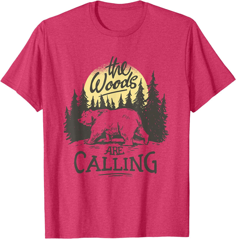 Funny Bear Themed Apparel & Accessories The Woods are Calling Cool Nature Bear Graphic T-Shirt - Red Heather
