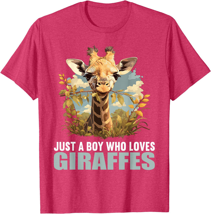 Giraffes Giraffe Lovers Shop Just a Boy who loves Giraffes. Giraffes Giraffe T-Shirt - Red Heather