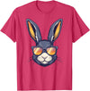 Bunny Rabbit Wearing Sunglasses Easter Funny Graphic T-Shirt in Red Heather