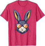 Bunny Rabbit Wearing Sunglasses Easter Funny Graphic T-Shirt in Red Heather