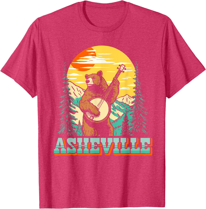The Thrift Garage Asheville North Carolina Banjo Bear Vintage Nature T-Shirt - Red Heather