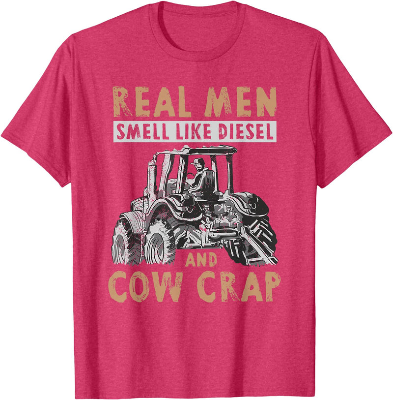 Farmer Apparel Real Men Smell Like Diesel And Cow Crap T-Shirt - Red Heather