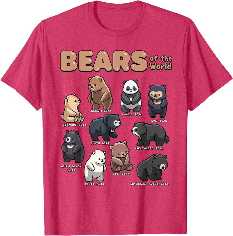 Wowsome! Bear Shirt Bears Animals of The World Bear Lover Zookeeper T-Shirt - Red Heather