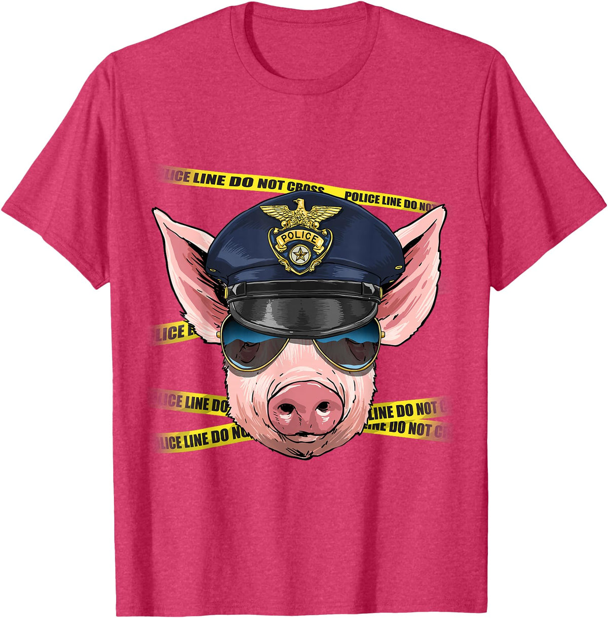 Wowsome! Pig Police Farmer Pig Farm Animal Lover T-Shirt - Red Heather