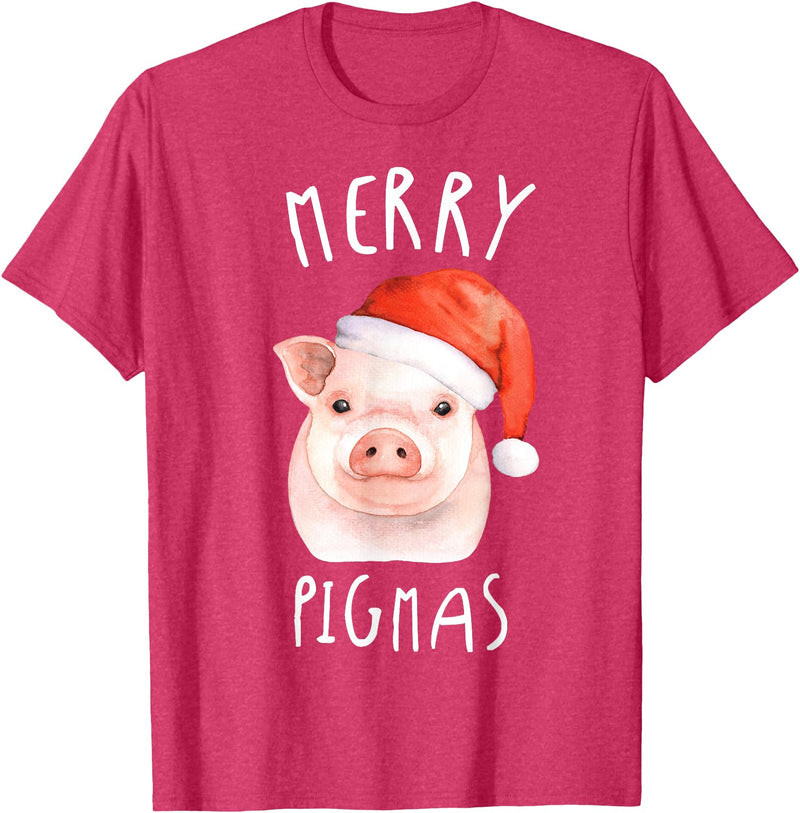 Guinea Pig Christmas T-Shirt Christmas Pig T-Shirt Kids Gift Merry Pigmas T-Shirt - Red Heather