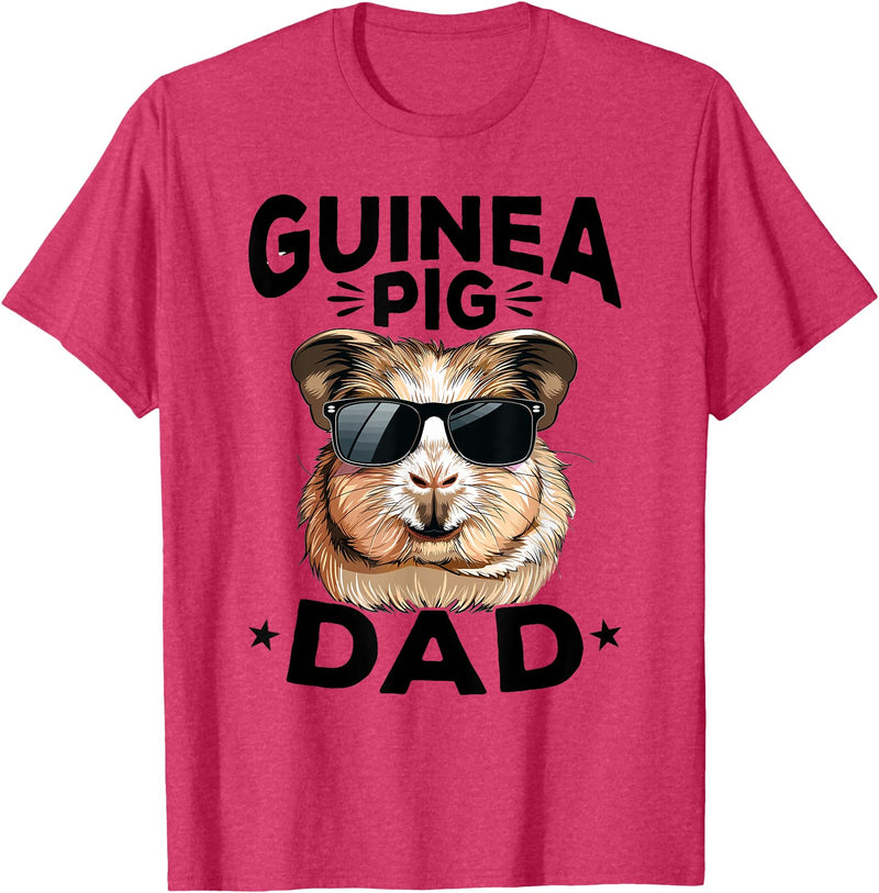 Funny Guinea Pig Pet Lover Rodent Lover Graphics Funny Guinea Pig Pet Lover Rodent Animal Guinea Pig Dad T-Shirt - Red Heather