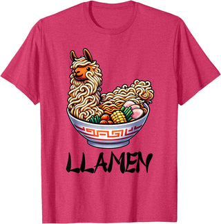 Alpaca LLama Lama Llamen Ramen Chinese Food Llamen Noodles Chinese Food Alpaca Llama Lover T-Shirt - Red Heather