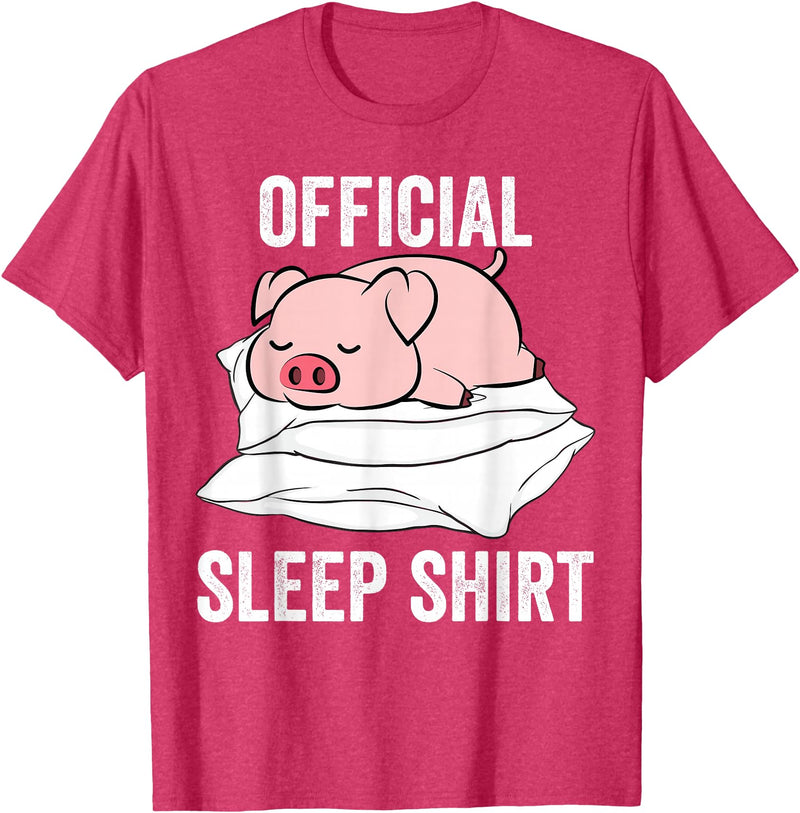 Cute Farmer Animal Designs Official Sleep Shirt Sleeping Cute Pig Piggy Farmer T-Shirt - Red Heather