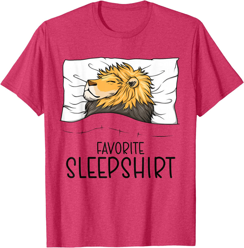 Sleeping & Napping Shirt Gifts For Nap Lovers Favorite Sleepshirt Lion, Napping Lion Pajama T-Shirt - Red Heather