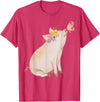 Watercolor Pink Pig With Floral And Butterfly Farm Design T-Shirt - Red Heather