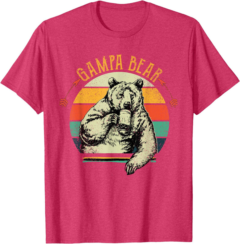 Gampa Bear Funny Father's Day shirt Mens Vintage Gampa Bear Shirt Funny Fathers Day T-Shirt - Red Heather