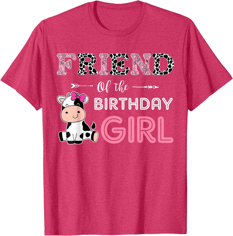 Cow Birthday Cow Lover Gifts For Family Men Woman Friend of The Birthday Girl Farm Cow Friend Matching Family T-Shirt - Red