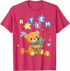 Cute Autism Awareness Puzzle Cute Autism Awareness Bear Colorful Puzzle T-Shirt - Red Heather