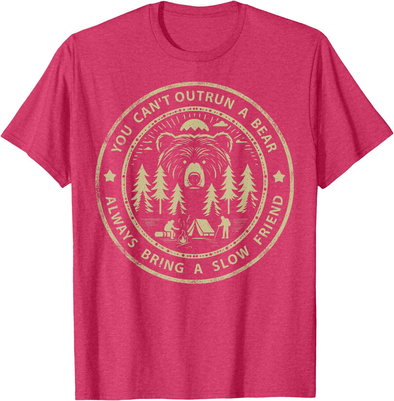 Funny Jokes And Cute Pun Designs You Can't Outrun A Bear T-Shirt - Red Heather