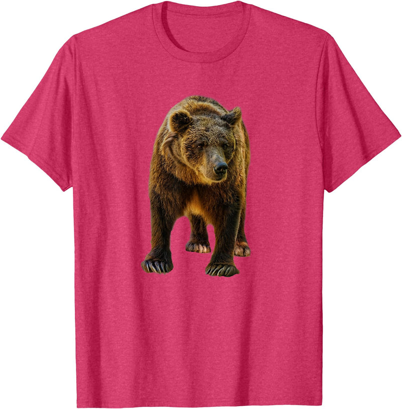 Bear Tees Grizzly Bear Vintage Graphic T-Shirt T-Shirt - Red Heather