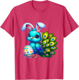 Funny Easter Peacock Lover Egg Eggs Bunny Rabbit Men Women T-Shirt in Red Heather