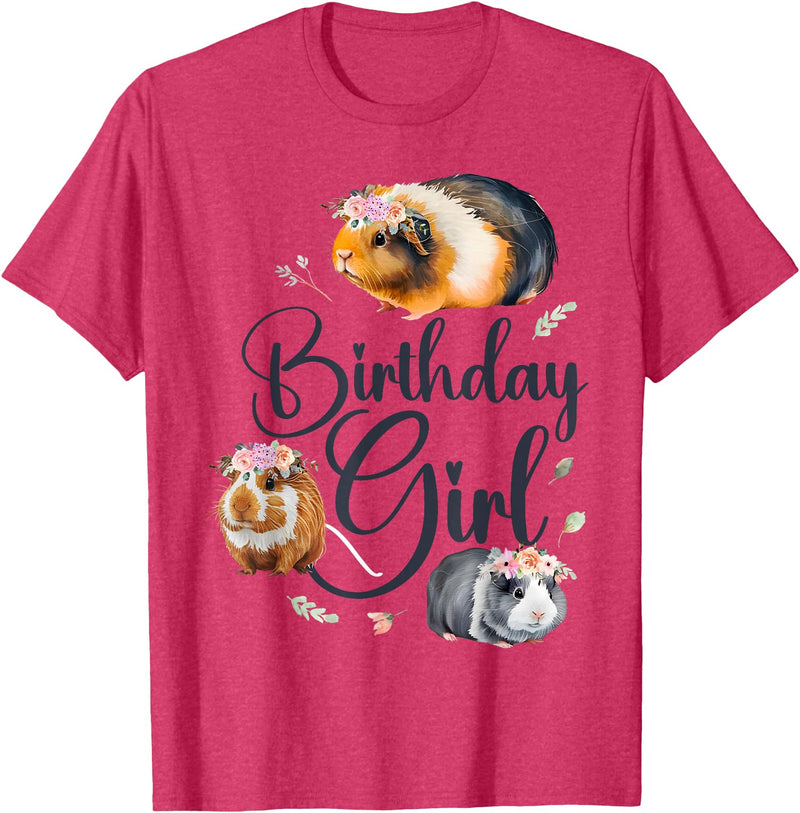 Cute Guinea Pig Lover HD0 Guinea Pig Birthday Girl T-Shirt - Red Heather