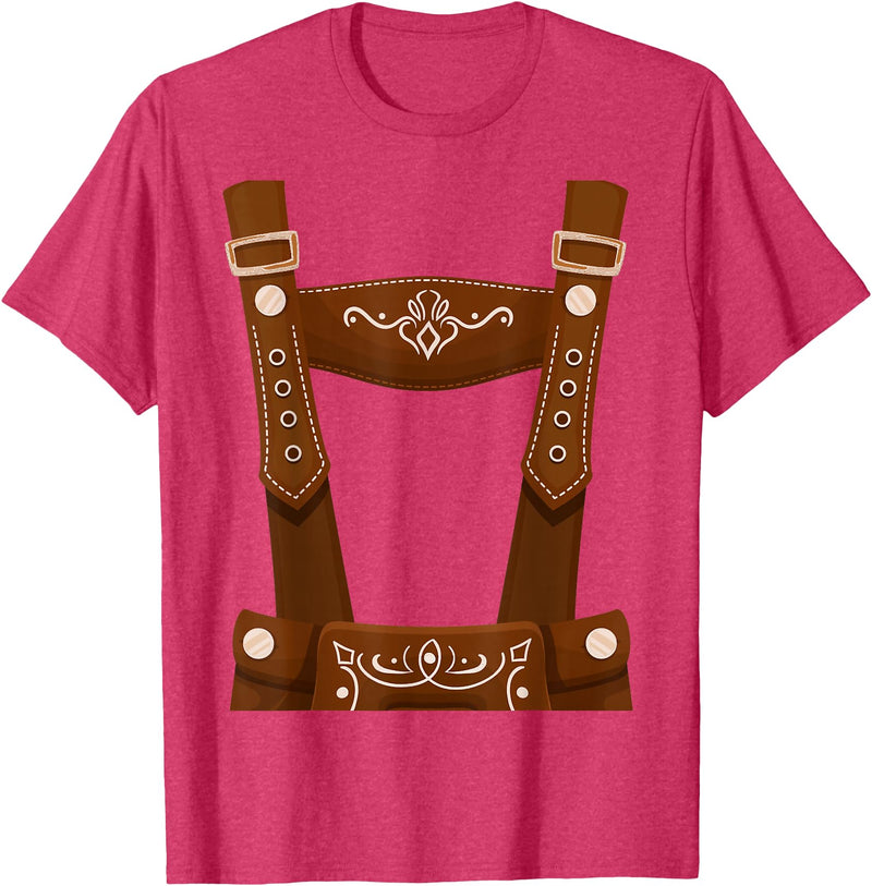 Bavarian Oktoberfest Halloween Costume Oktoberfest Costume Halloween Lederhosen T-Shirt - Red Heather