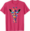 Colorful Giraffe Sunglasses Funny Giraffe Sunglasses T-Shirt - Red Heather