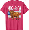 Funny Scottish Highland Cow 4th of July Scottish Highland Cow 4th of July Independence Day Moo-rica T-Shirt - Red Heather