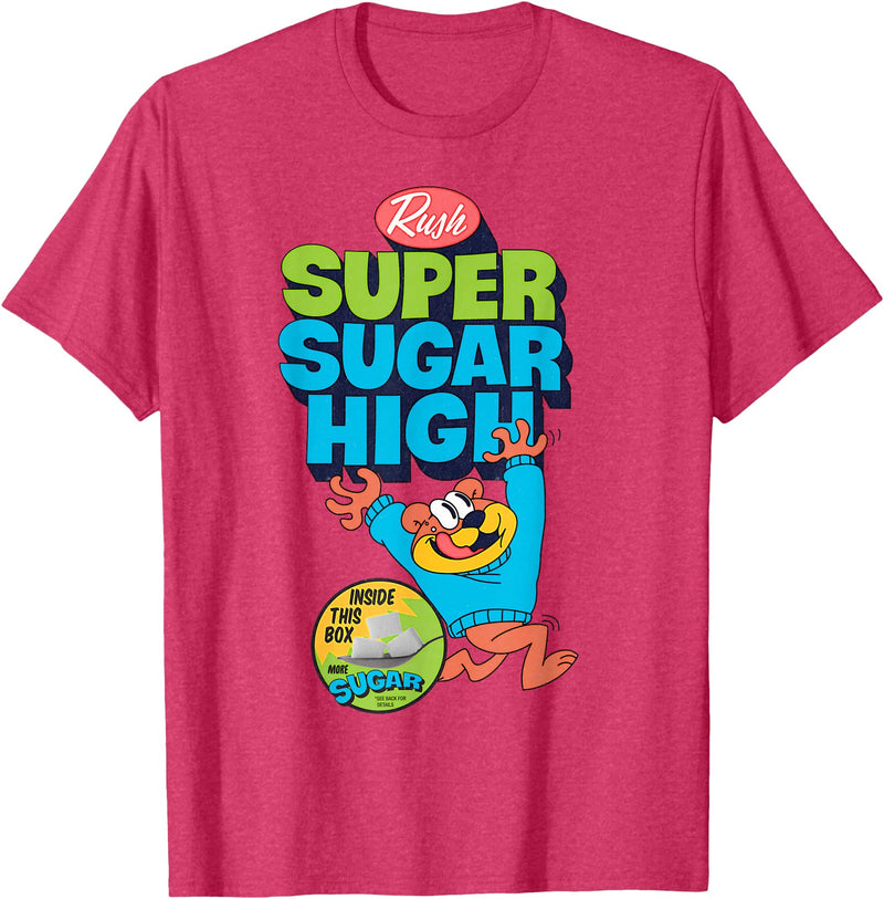 Mathiole Super Sugar Funny Cereal Box Sweet Tooth Bear Candy T-Shirt - Red Heather