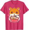 Cute Hamster Eating Ramen Hamster Lovers T-Shirt - Red Heather