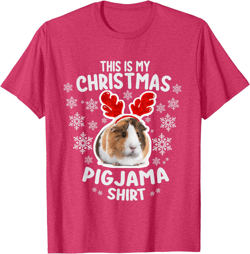 CUTE FAMILY GUINEAPIG CHRISTMAS FOR POTATO LOVER'S GUINEA PIG CHRISTMAS PAJAMA FOR WOMEN AND MEN T-Shirt - Red Heather