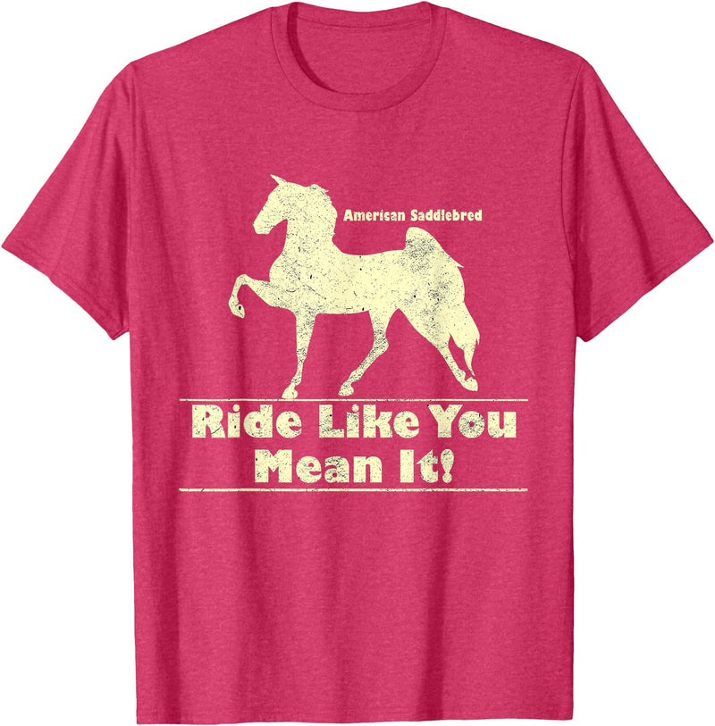 Saddlebred Horse T-Shirts American Saddlebred Horse Training Gaited Horses Equitation T-Shirt - Red Heather
