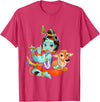 Clever Witty Designs Hindu god Lord Shri Krishna with a Cow and a Bird T-Shirt - Red Heather