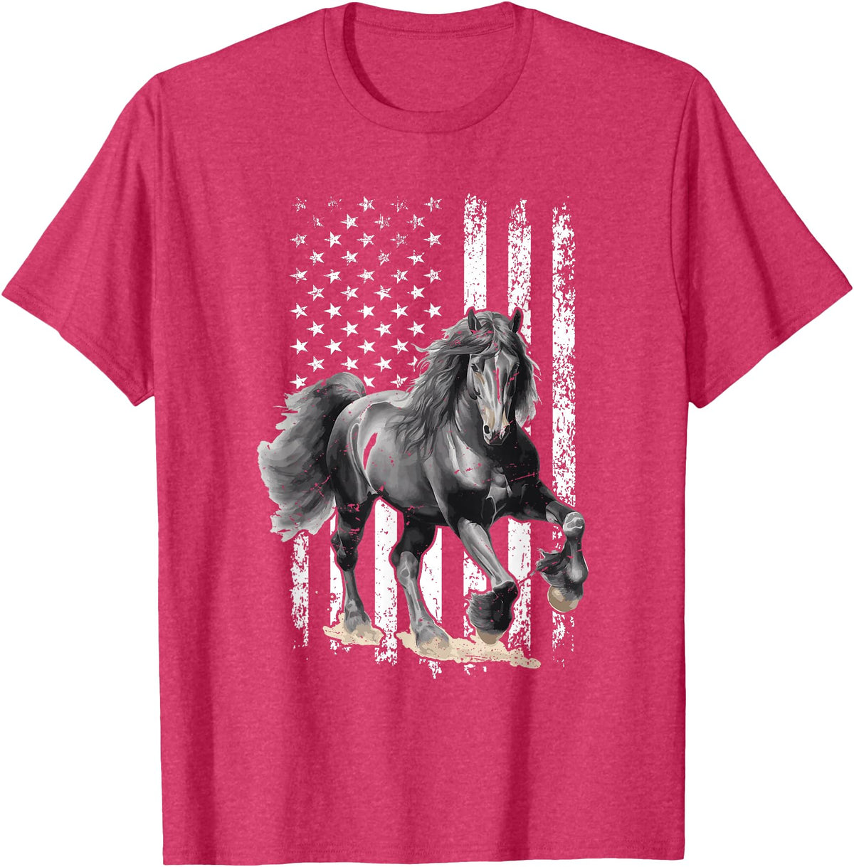 Friesian Design USA Flag Horse Relax it´s a Friesian T-Shirt - Red Heather