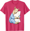 Funny Sleepy Llama Animal Lovers Pajama Llama Sleeping in Cute Pajamas Sleep T-Shirt - Red Heather