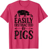 Piggy Squad Co Pig Easily Distracted By Pigs Funny Farmer Farm Animal Lover T-Shirt - Red Heather