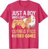 Funny Guinea Pig Gifts For Women Men Kids by DMTRY Just A Boy Who Loves Guinea Pigs and Video Games T-Shirt - Red Heather