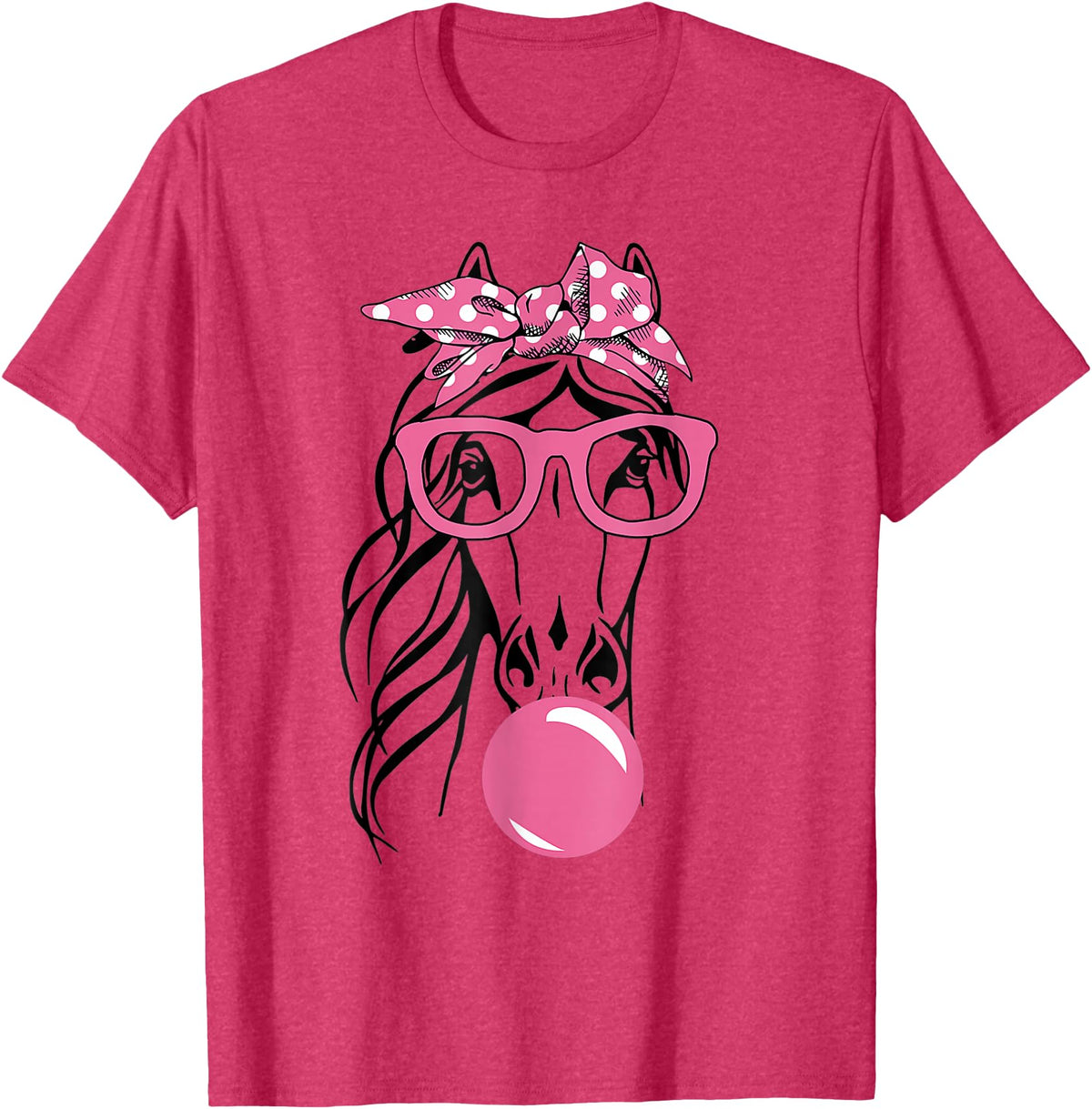 Funny Horses Lover Ladies Cute Horse Bandana Headband Glasses T-Shirt - Red Heather