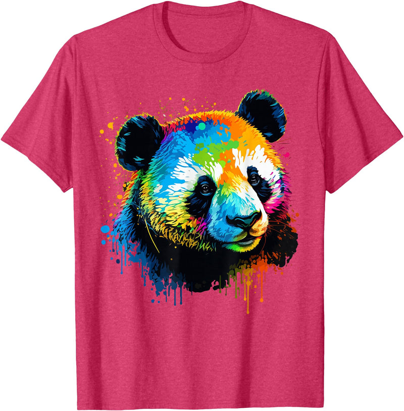 Cute Panda Lovers Kawaii Asian Bears Gifts DAIMMER Watercolor Panda T-Shirt - Red Heather