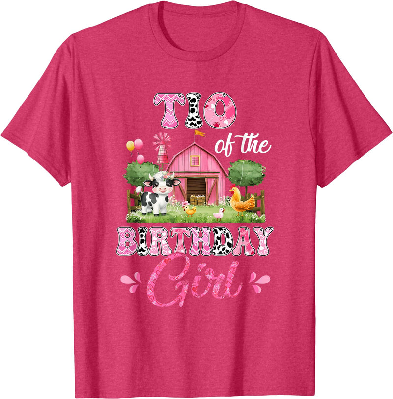 Cow First Birthday Girl Family Tio Of The Birthday Girl 1st Birthday Cow Farm Family T-Shirt - Red Heather