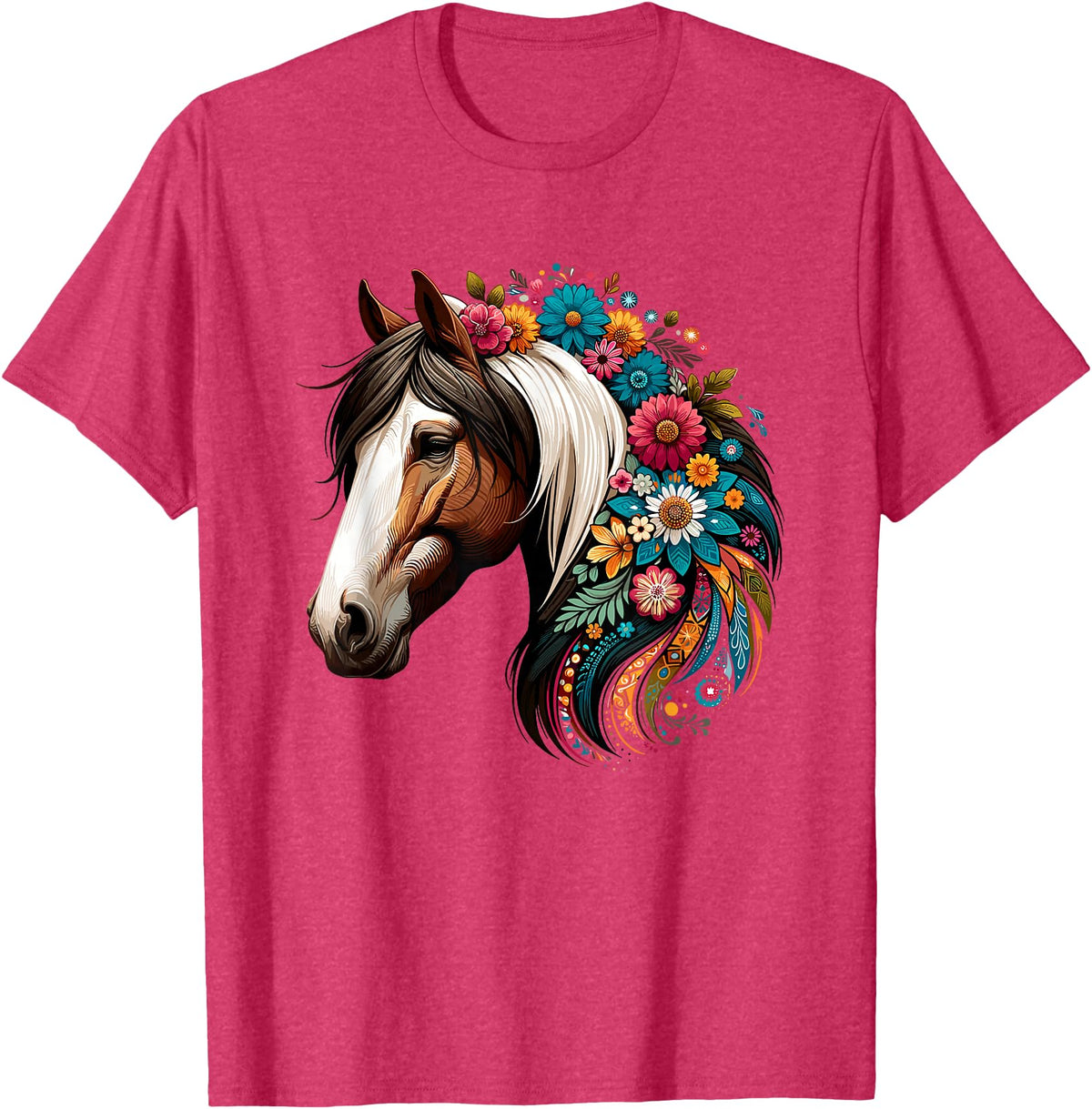 Horse Riding Lovers Gifts For Cowgirls & Girls Horse Riding Equestrian, Horse Portrait - Western Horseback T-Shirt - Red Heather