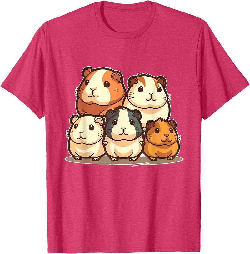 Best & Fun Guinea PIg Designs Cute, Kawaii Guinea Pig Family T-Shirt - Red Heather