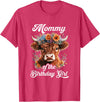 Mommy Highland Cow Birthday Girl Mommy Of The Birthday Girl Highland Cow Farm Family T-Shirt - Red Heather