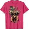 Highland Cow by AKH Highland Cow Camo American Flag, Patriotic Highland Cow T-Shirt - Red Heather