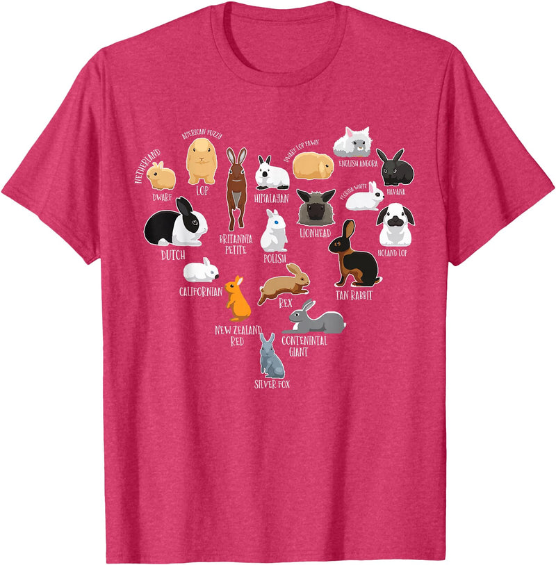 Rabbit Types & Cute Rabbit Species, Bunny - Rabbits T-Shirt in Red Heather