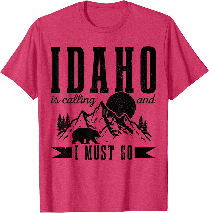 Idaho Is Calling And I Must Go! Idaho Is Calling & I Must Go Bear Mountains Vintage Gift T-Shirt - Red Heather