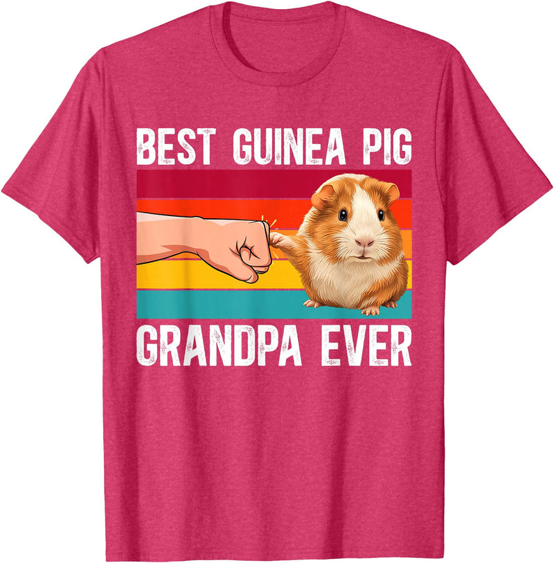 Best Guinea Pig Grandpa Guinea Pig Grandfather Best Guinea Pig Grandpa Guinea Pig Owner Guinea Pig Lover T-Shirt - Red Heather